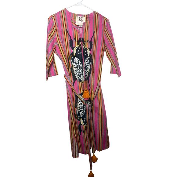 Figue Pink Scarab Mini Dress with Tie Sz. XS - Picture 4 of 10